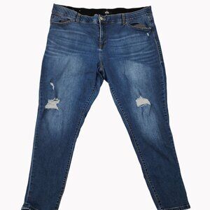 Lularoe Jeans Plus Size 22 Stretch Skinny Blue Denim Distressed Comfortable